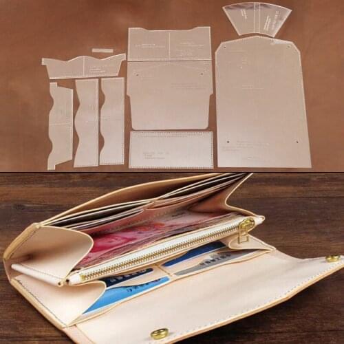 Semi-Finished Template for Leather Long Wallet Handmake Elegance Purse Acrylic Molds DIY Craftwork Assist Stencil Tool