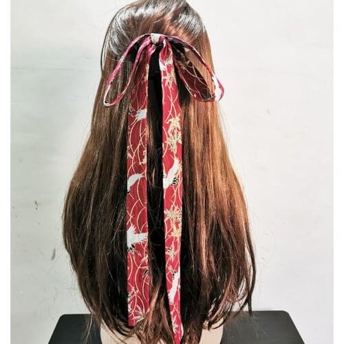 Chinese Style Headband Antique Hanfu Costume Headdress Satin Embroidery Traditional Hair Band Headwear for Women Ribbon HairRope