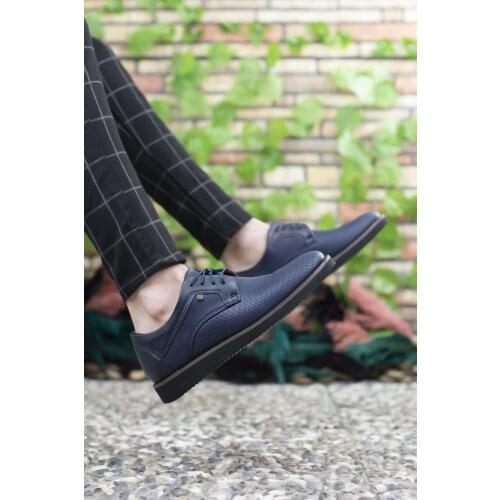 Riccon Male Navy Blue Printed Casual Shoes 0012192 'Turkish' Quality 2021 Fashion Design Season Comfort Fast Shipping