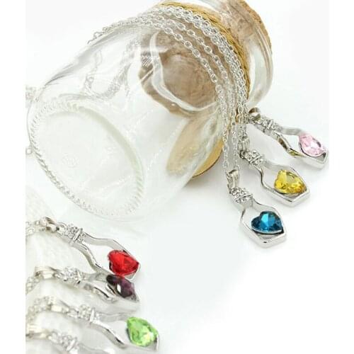 Romantic Lover Necklaces Drift Bottles Wish Bottle Crystal Heart Pendant Necklace Collare Mujer Clavicle Jewelry Engagement Gift