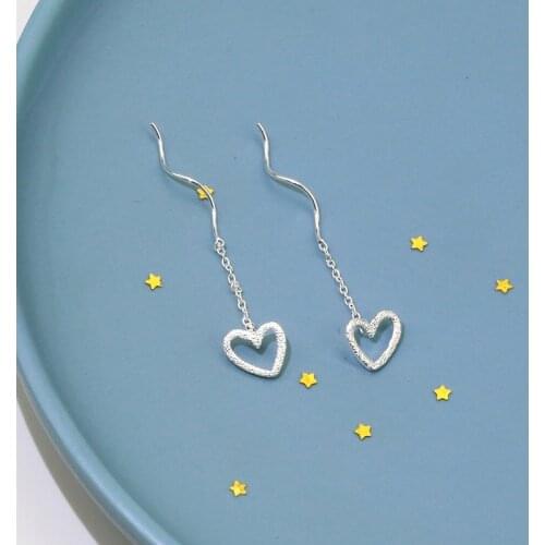 925 Sterling Silver Heart Shape Charm Drop Earring For Women Girls Fashion Wedding Jewelry eh1240