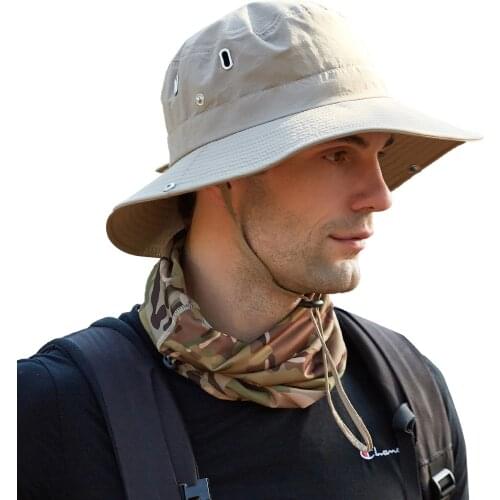 Foldable Men Fishing Hat Sunshade Large Brimmed Bucket Hat Breathable Climbing Casual Suncreen Fisherman Cap Outdoor Sports