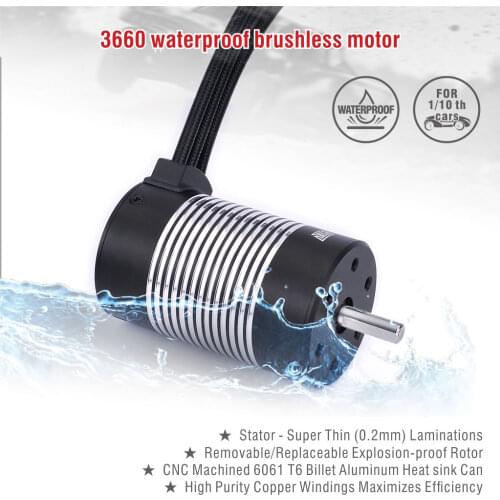 Surpass Hobby 3660 motor Waterproof Brushless Motor 1950 2600 3300 3800 4300 KV RC Car Motor for 1/8 1/10 RC Car Drift Racing