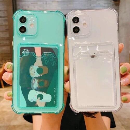 Shockproof Card Slots Phone Case for Samsung Galaxy A72 A32 A52 A22 A82 A12 A02 A42 S20 S21 Plus Transparent Soft TPU Back Cover