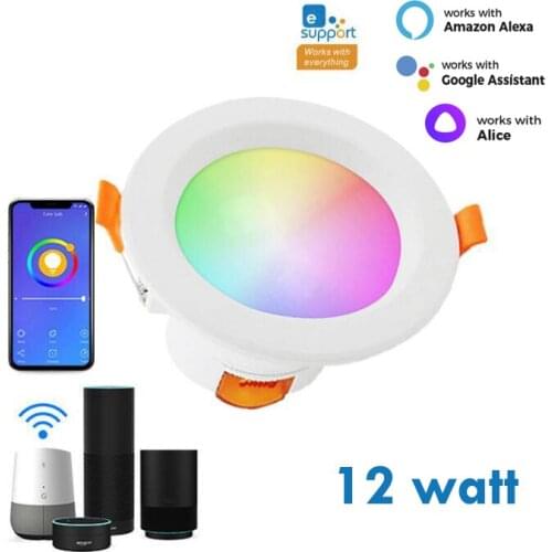 For Yandex Alice Smart Home Recessed Spot Light 12W Wifi LED Downlight Dimming RGBW 2700K-6500K Work With Ewelink Alexa Google