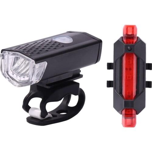 1 Set Bicycle Light USB LED Rechargeable Set Mountain Cycle Front Back Headlight Lamp Flashlight Cycling Equipment MTB Mountain