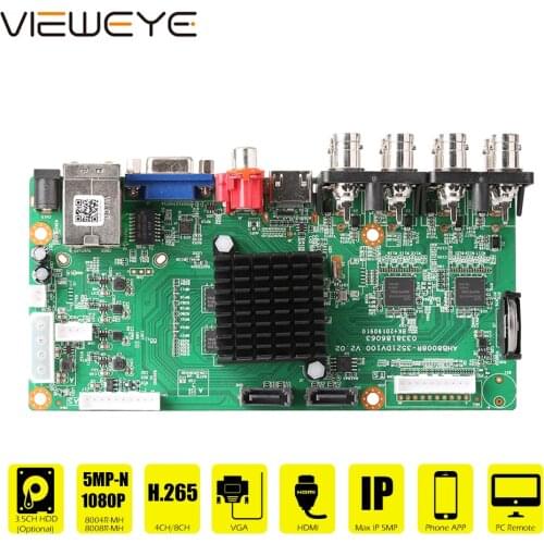 6 in 1 4/8CH AHD-H 1080P AHD-N 5MP DVR Surveillance Security CCTV Recorder DVR 1080P Hybrid DVR Board For Analog AHD CVI TVI IP