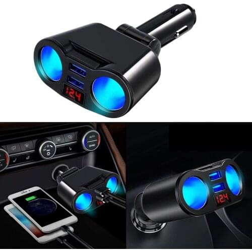 DC 12V Vehicle Cigarette Lighter Adapter Charger 2-Way Dual Plug 5V 3.1A Supplies for Phones Bluetooth Headset Digital Products