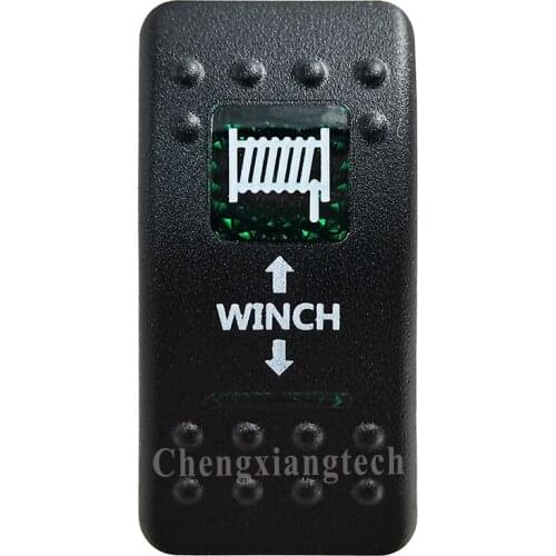 Green Printed Switch Cap - WINCH IN WICH OUT - for 12V 20A Momentary DPDT Car Boat Rocker Switch, COVER Only