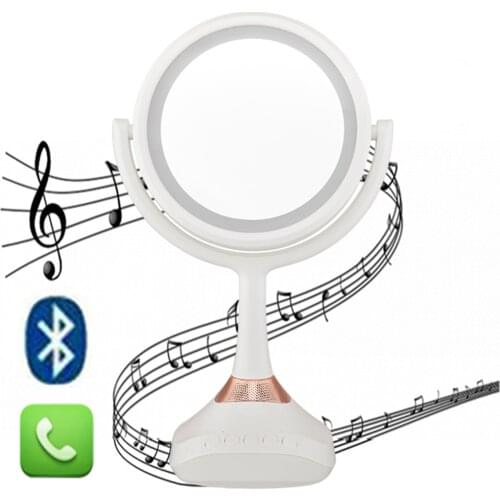 7'' Bluetooth Music LED Lighted Dual Sided Vanity Tabletop Free Standing Bedroom Shaving Makeup Mirror & 5x Magnifying