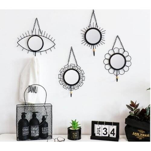 1PC Nordic Makeup Vanity Mirror Hook Hanging Wall Mirror Women Beauty Makeup Mirrors Bedroom Decors Storage Rack Shelf JL 241