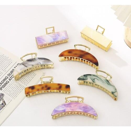 Fashion Hair Clip Claws For Women Girls Barrettes Crab Large Alloy Hairgrip Colorful Ponytail Holder Hair Accessories Clamp Gift