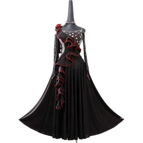 Lady Customize Modern Dance Dress Female Social Dancing Dress Female Standard Dance Wear Diamond Decorate Waltz Suit D0395