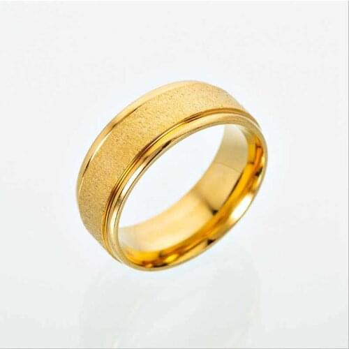 Gold Scrub Polish 316L Stainless Steel Ring Band Husband Birthday Xams Gift Fashion Jewelry