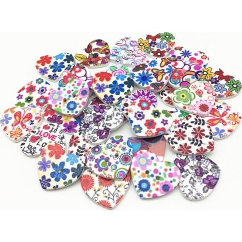 100pcs 25x22mm 2 Holes Flowers Mixed Heart Wooden Buttons For Sewing Scrapbooking decorativos Crafts DROP SHIPPING