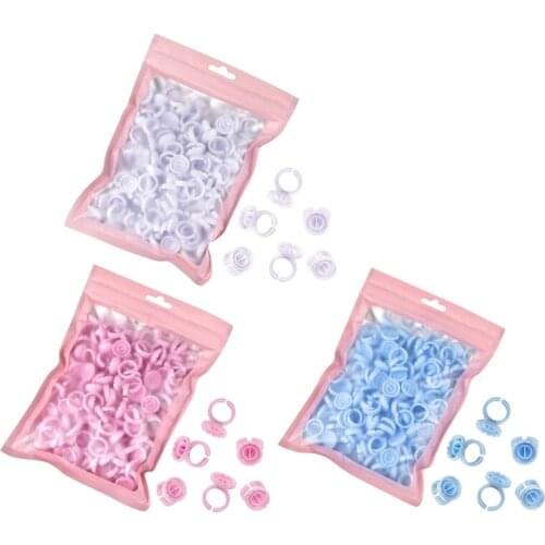 100PCS Disposable Eyelashes Extension Glue Rings Holder Volume Lashes Blooming Cups Lash Extensions