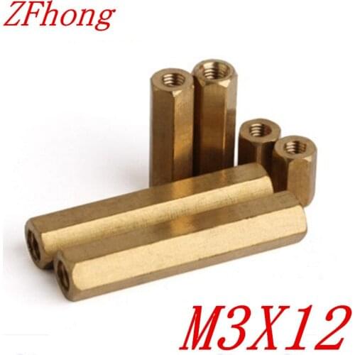 1000pcs M3*12 m3 x 12 Brass Standoff Spacer Female Female Spacing Screws Hex Brass Threaded Spacer