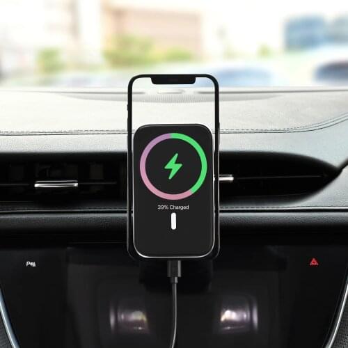 15W HaloLock Magnetic Wireless Car Charger Mount for iPhone 12 Pro Max Magsafing Fast Charging Wireless Charger Car Phone Holder