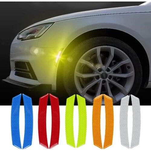2pcs Carbon Fiber Car Eyebrow Relflective Warning Molding Protector Strip Car Stickers For Audi A3 A5 Q5 A6 A8