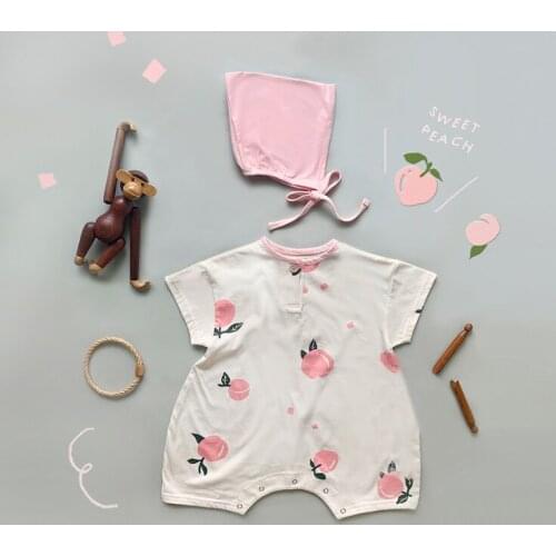 2021 new boys girls rompers+hat cotton shorts sleeve summer babys jumpsuit