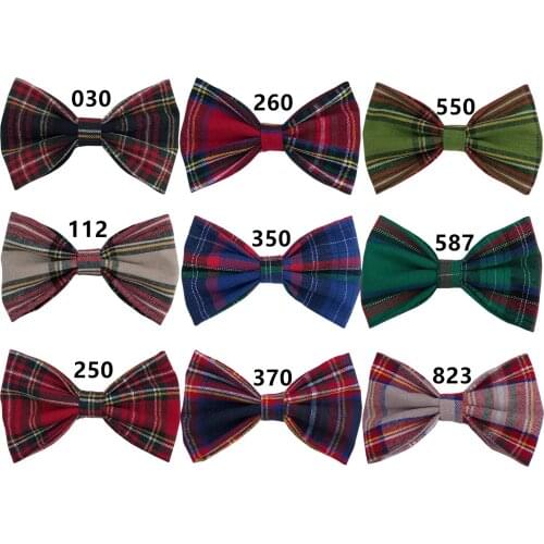 24 pcs/lot , 3" Plaid Fabric Bow Hair Clips or Nylon headbands, Schoolgirl Cotton Linen bow headbands, Baby accessories