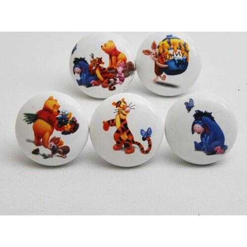 Lovely Childlike Ceramic 38X27MM Cupboard Closet Cabinet Drawer Furniture Knob For Nursery 5PCS Different Cartoon Imagines/Lot