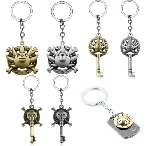 Anime Trinket Keychain Skull Thousand Sunny Keyrings Mental Pendant Keyholder Key Chains for Women Men Car Keyfob