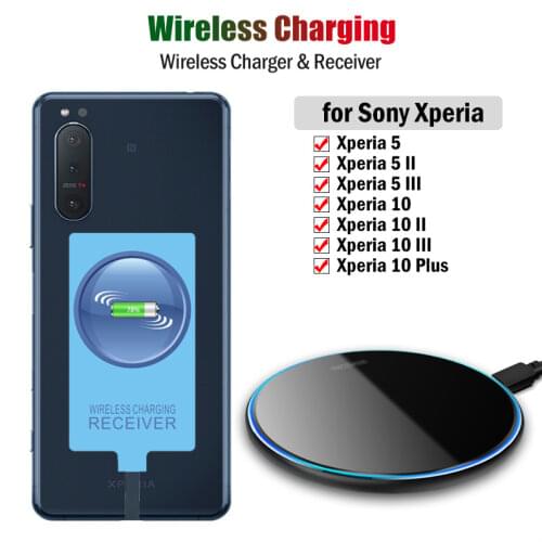 Qi Wireless Charger & Receiver for Sony Xperia 5 10 II III 10 Plus 5II Phone Wireless Charging Adapter USB Type-C Connector