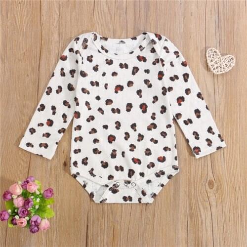 Baby Girls Boys Romper Toddlers Spring Autumn Creative Leopard Print Long Sleeve Round Collar Bodysuits