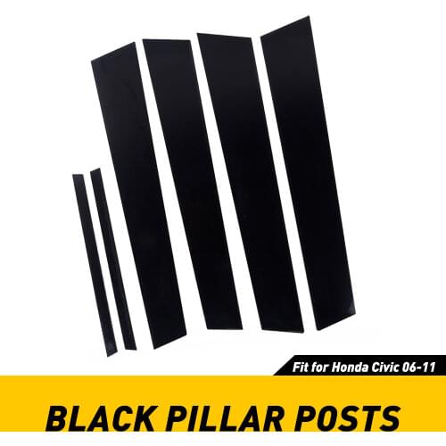 6PC Center BC column stickers For Honda Civic 2006-2011 Mirror effect Window Pillar Posts Cover Trim for Honda Civic 2006-2011