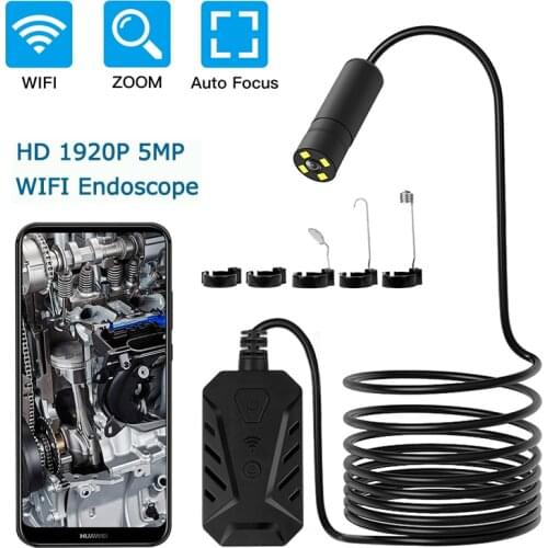 5MP Wifi Auto Focus Endoscope 2594*1944 Semi-Rigid Snake Inspection Camera IP68 Waterproof with 2300mA Battery for IOS/Android