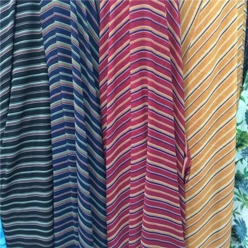 Ethnic Chiffon material Stripe 75d dropping breathable scarf blouse DIY craft fabric 1 yard