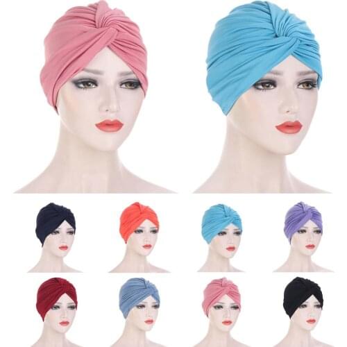 Muslim Women Hijabs Cross Ruffle Chemo Sleep Turban Headwear Scarf Beanie Cap Hat for Cancer Chemo Hair Loss Accessories Fashion