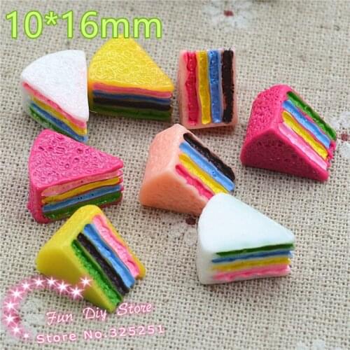 Rainbow cake imitation food crafts for decoration 10*16mm
