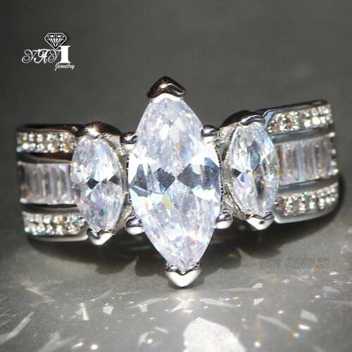 YaYI Fine Jewelry Fashion Princess Claw Set Cut White Cubic Zirconia Silver Color Engagement Wedding Party Lovers Gift Rings