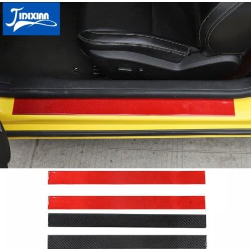JIDIXIAN Soft Carbon Fiber Car Door Sill Scuff Plate Entry Guard Sticker for Chevrolet Camaro 2012-2015 Interior Accessories