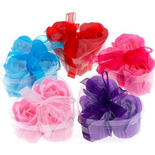 3Pcs Heart Scented Bath Body Petal Rose Flower Soap Wedding Decoration Gift Best