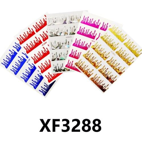 DIY Laser Gold Fire Nail Art Sticker Decoration Decal for Nails Manicure Red Flame Design 3d Decals Sticker Back Glue Tips