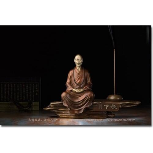GOOD LUCK TOP COLLECTION SOUTHEAST ASIA HOME OFFICE BUDDHISM MASTER BLESS SAFE HEALTHY GOOD LUCK BRASS ART
