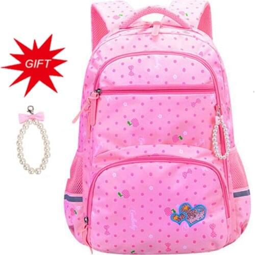 Cute Pink Dot Printed Student School Backpack Girls Kids Bag Waterproof Polyester Bagpack Primary Book Bags for School Teenagers