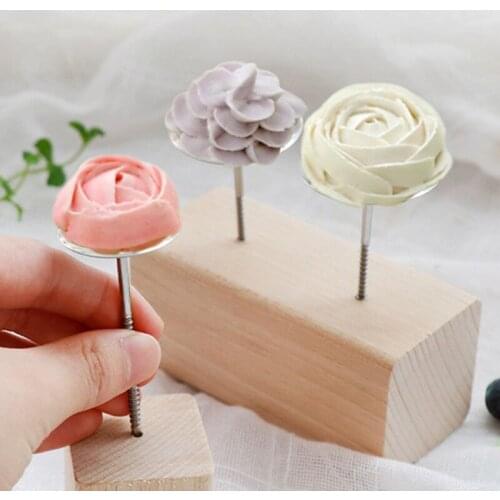 10pcs Cake Flower Nails Set Stainless Steel Stand Cupcake Icing Cream Sugarcraft Decorating Tools and 2pcs Wood Stand Base