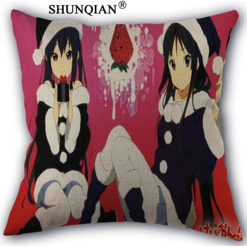 Best nice Custom K ON Azusa Nakano pillowcase Custom Cotton Linen Throw Pillow Cover Pillowcase Customize 45x45cm one side