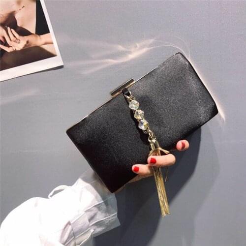 2020 new women diamond evening bags with tassel clutches bag black luxurious velvet Wedding party Purse Female Handbag