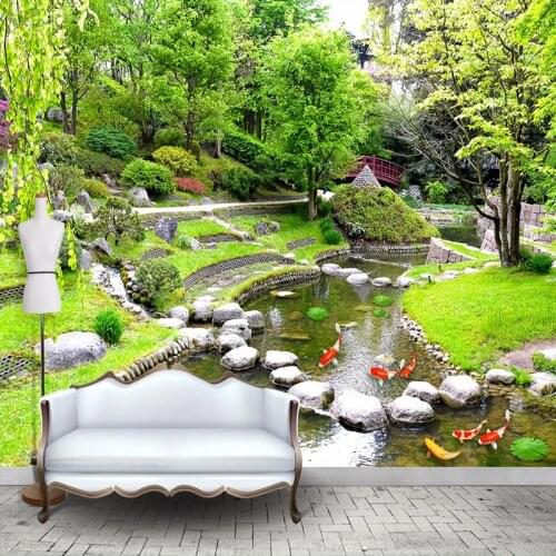 Custom Self-adhesive Mural Wallpaper Park Nature Landscape 3D Photo Wall Paper For Living Room Bedroom Background Wall Painting
