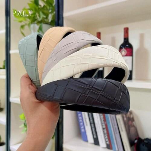 PROLY New Fashion Women Headband 4CM PU Leather Hairband Casual Vintage Headwear Adult Headdress Hair Accessories