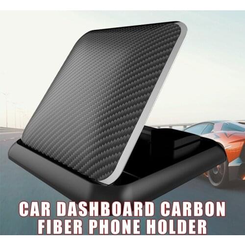Adjustable Car Phone Holders Stable Skid Resistance Carbon Fiber Texture Suction Pad Music Playing Washable and Reusable