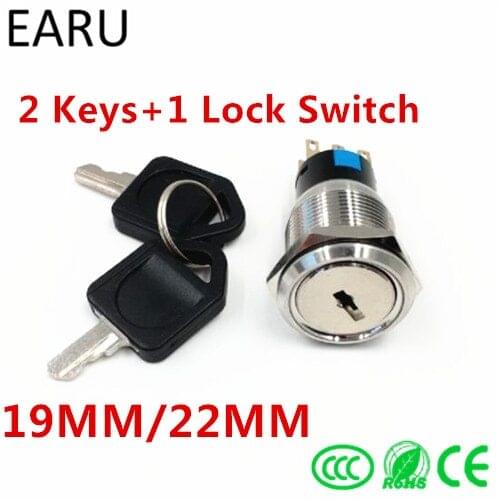 19mm 22mm Stainless Steel Waterproof Knob Lock Key Switch 5A AC250V 2 3 Positions Rotary Changeover Switch ON OFF Power Switch