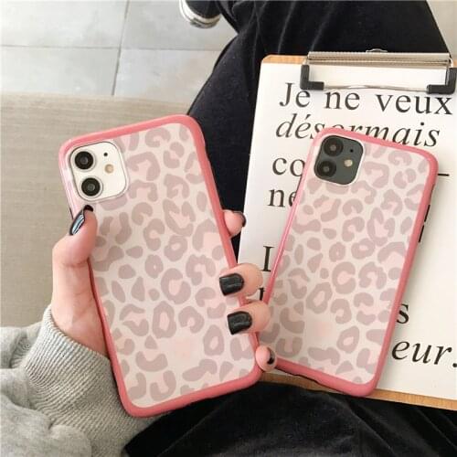 Pink Leopard Print Phone Case For iphone 11 12 Pro XS Max Mini XR X SE 2 2020 8 7 Plus Soft Silicone Cover Women Fashion Capa