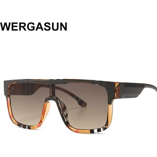 WERGASUN sunglasses women vintage retro flat top Shadow oversized square sunglasses luxury brand large shades UV400