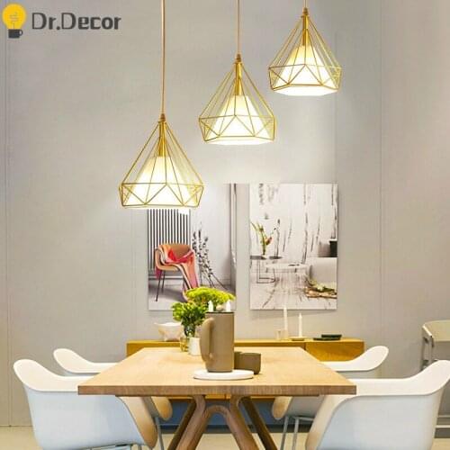 Modern Gold LED Pendant Lights Lighting Living Room Triangle Shape Nordic Hanging Lamps Simple Metal Home Decor Light Fixtures